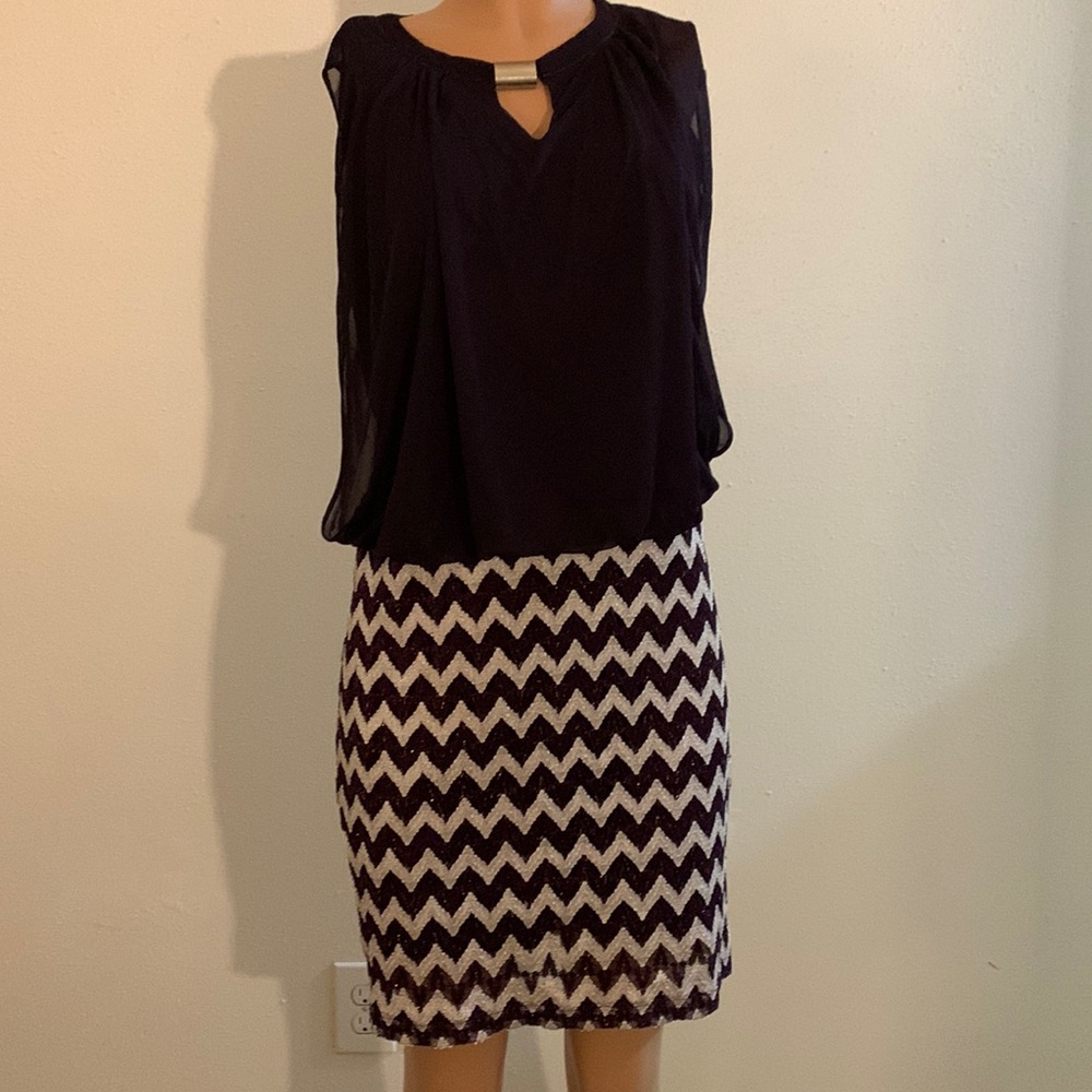 Perceptions New York Sleeveless  Dress with Silver front Embellishments.